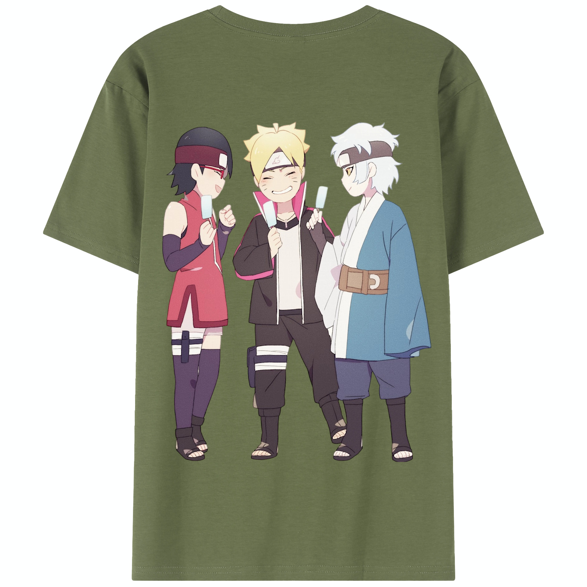 （画像用） NARUTO -ナルト- うちは サラダ Uchiha Sarada 綿100％半袖Tシャツ（背面プリント）